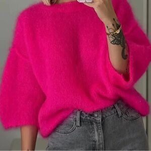 Women's Fuzzy Pink Sweater